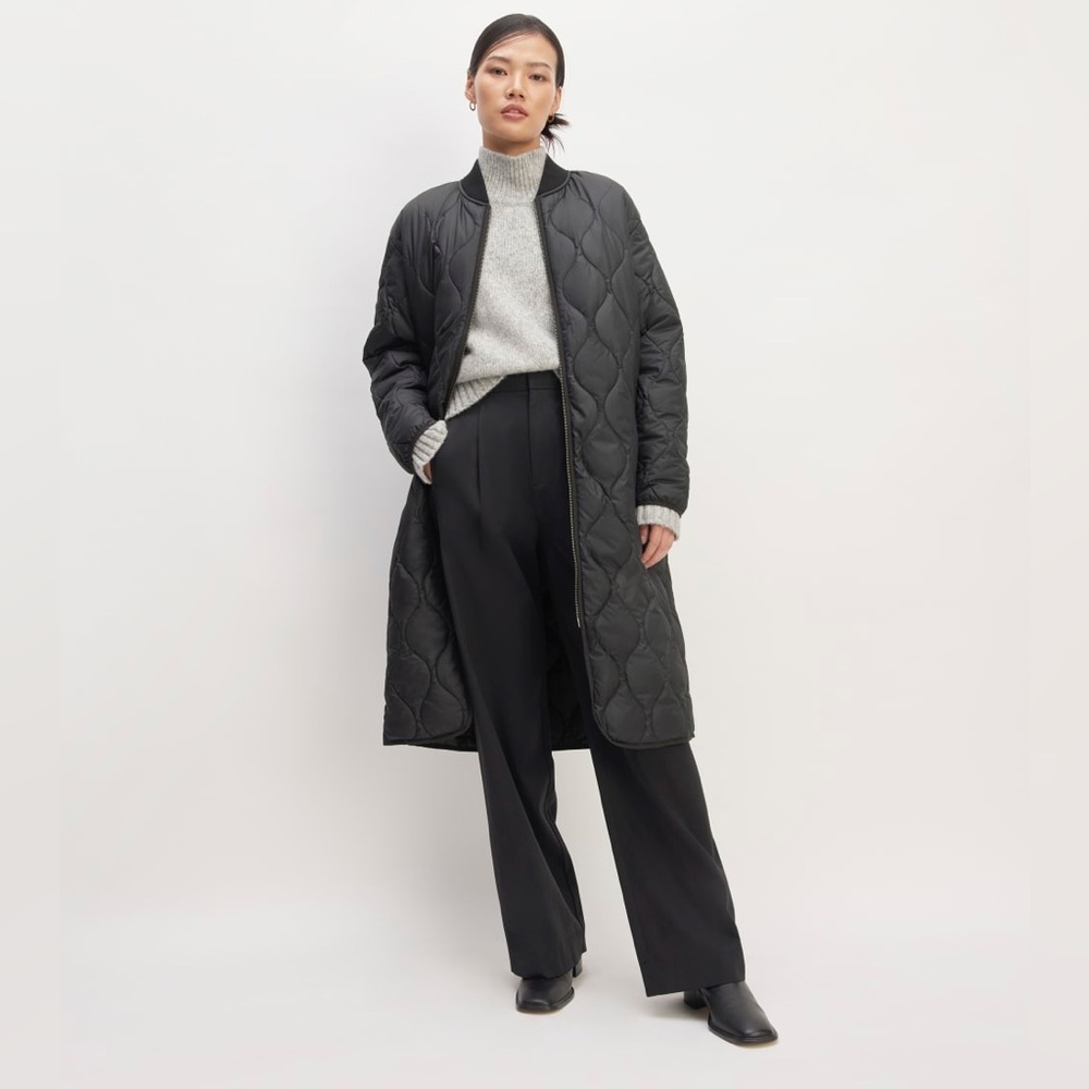 Everlane Renew Long Liner Coat in Black (S)